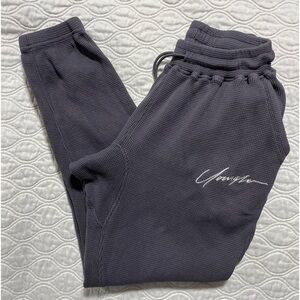 YOUNGLA-waffle knit cuffed joggers